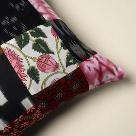 Multicolor - handcrafted cotton patchwork cushion cover 129