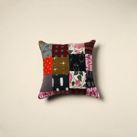 Multicolor - handcrafted cotton patchwork cushion cover 129