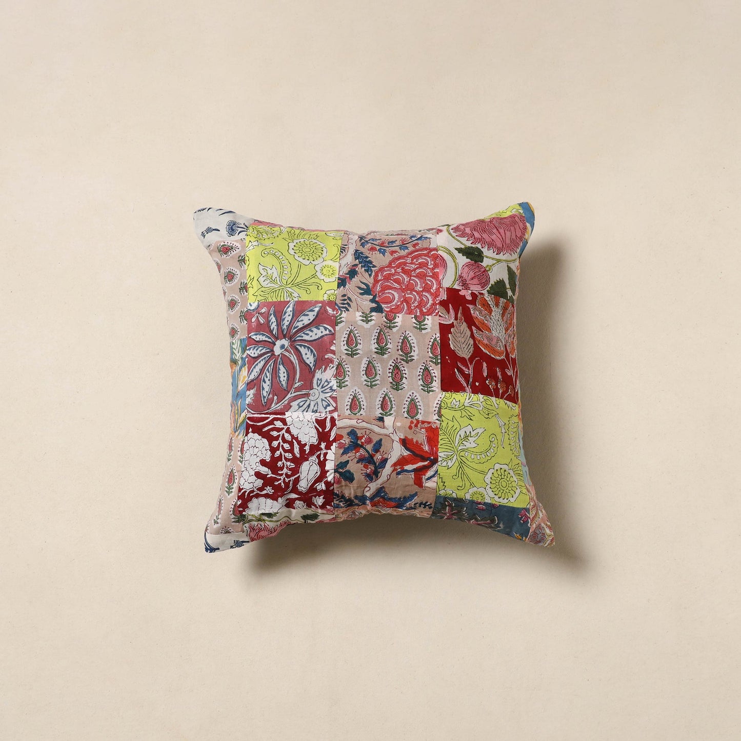 Multicolor - handcrafted cotton patchwork cushion cover 13