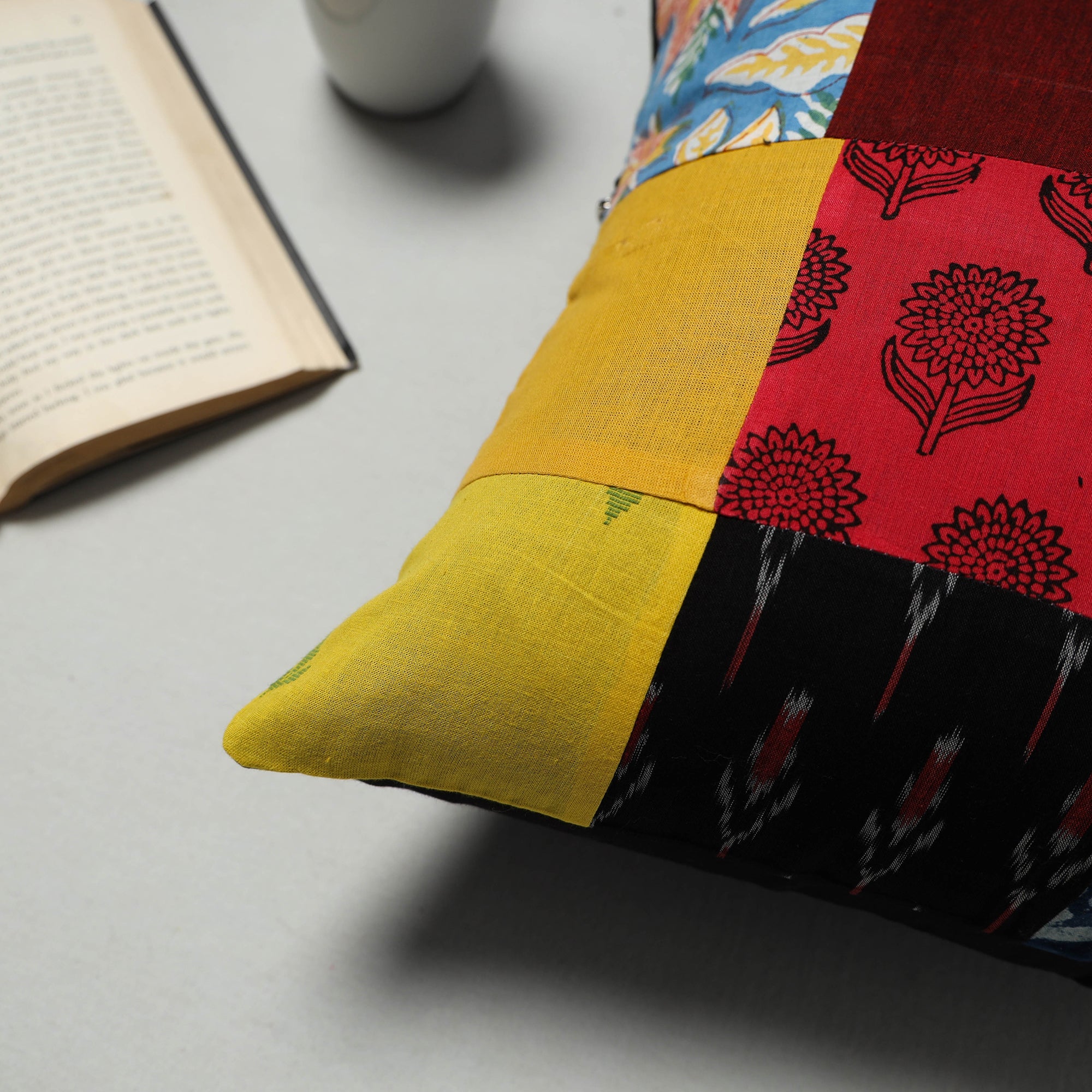 Multicolor - handcrafted cotton patchwork cushion cover 13