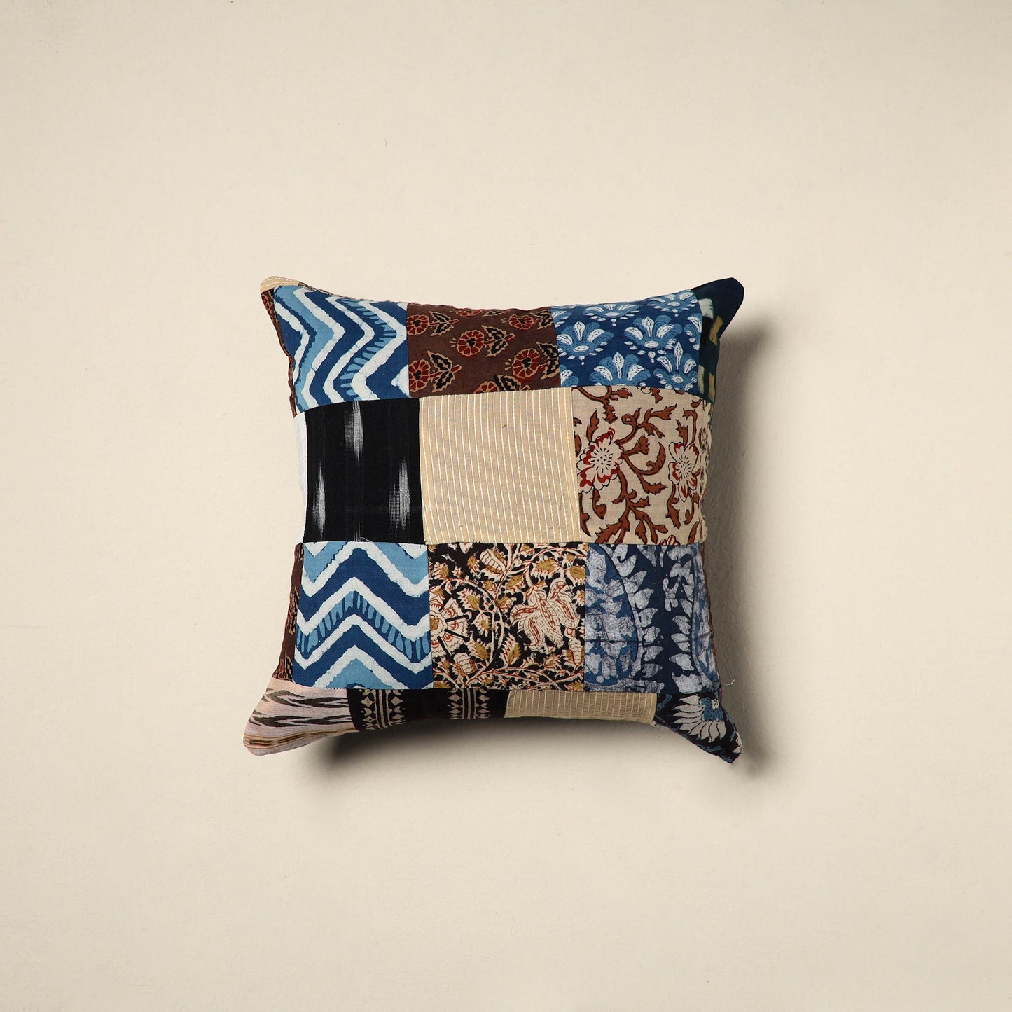 Multicolor Handcrafted Cotton Patchwork Cushion Cover