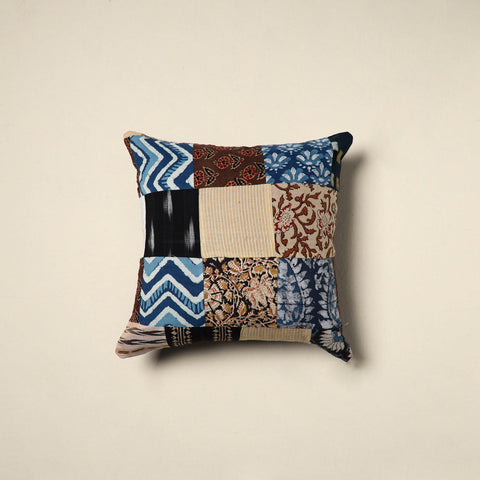 Multicolor Handcrafted Cotton Patchwork Cushion Cover