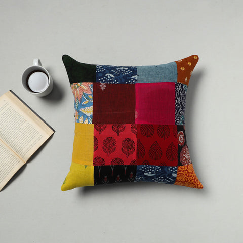 Multicolor - handcrafted cotton patchwork cushion cover 13