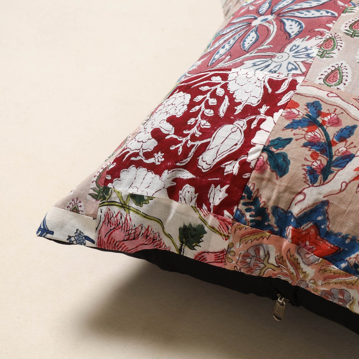 Multicolor - handcrafted cotton patchwork cushion cover 13