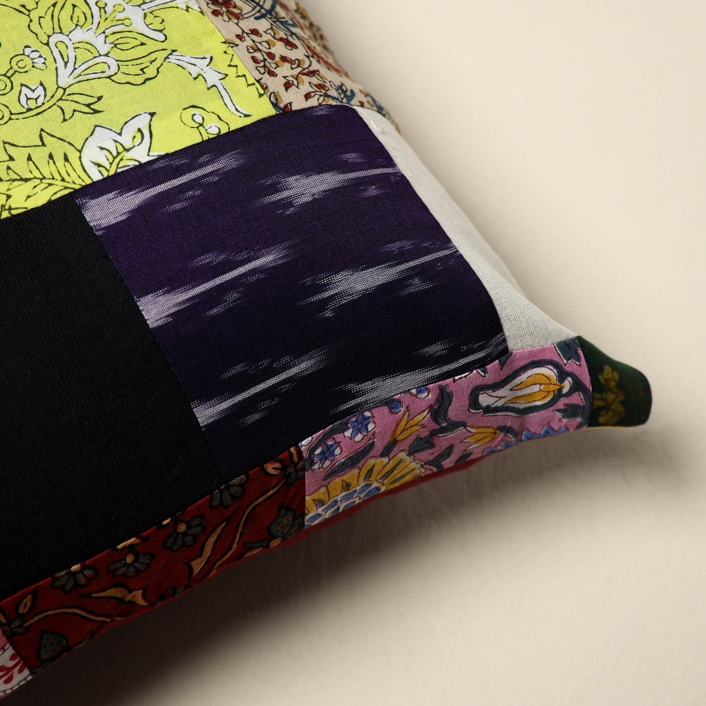 Multicolor - handcrafted cotton patchwork cushion cover 130