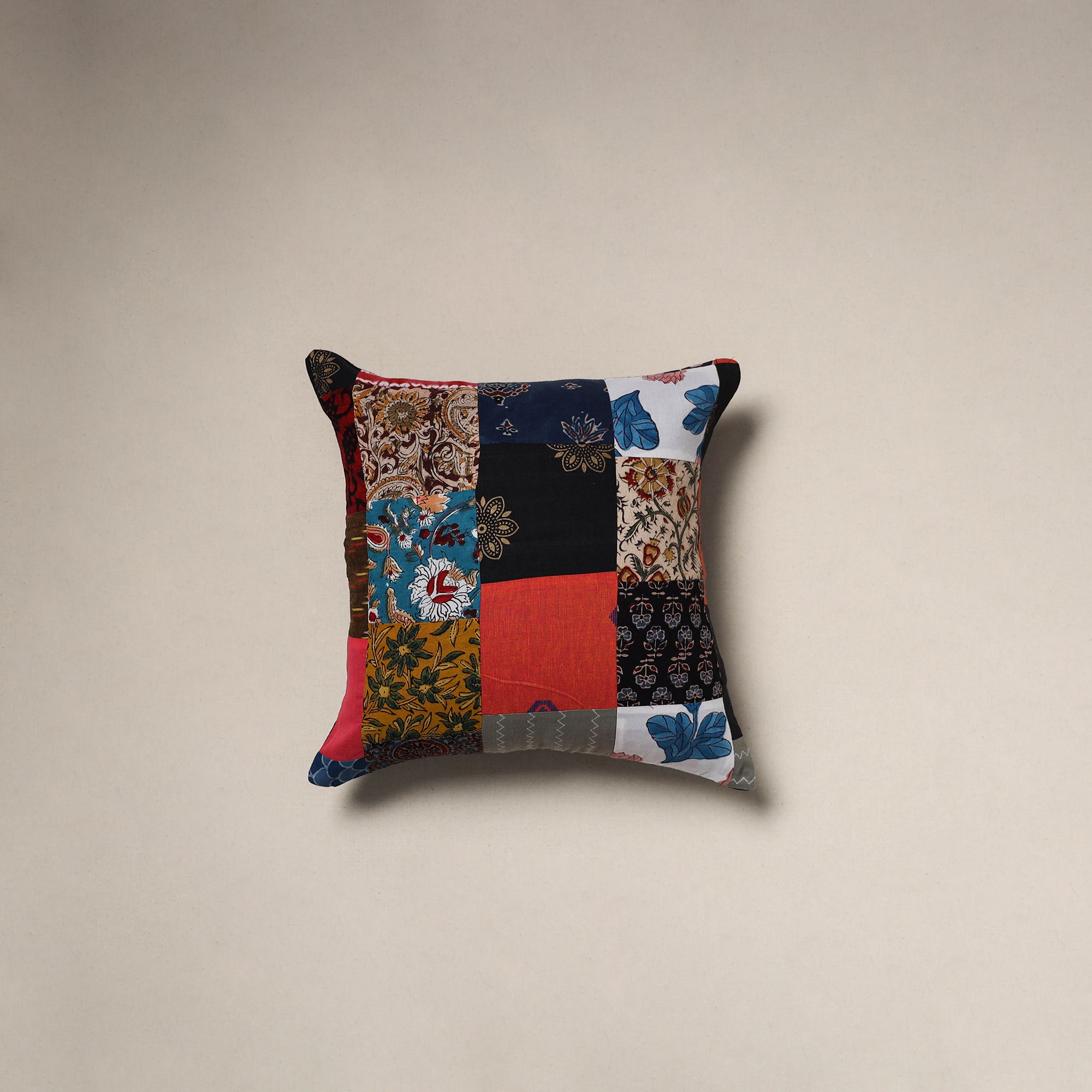 Handcrafted cotton patchwork cushion cover 131