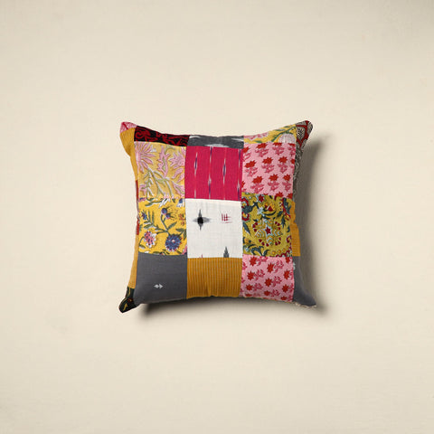 Multicolor - handcrafted cotton patchwork cushion cover 131