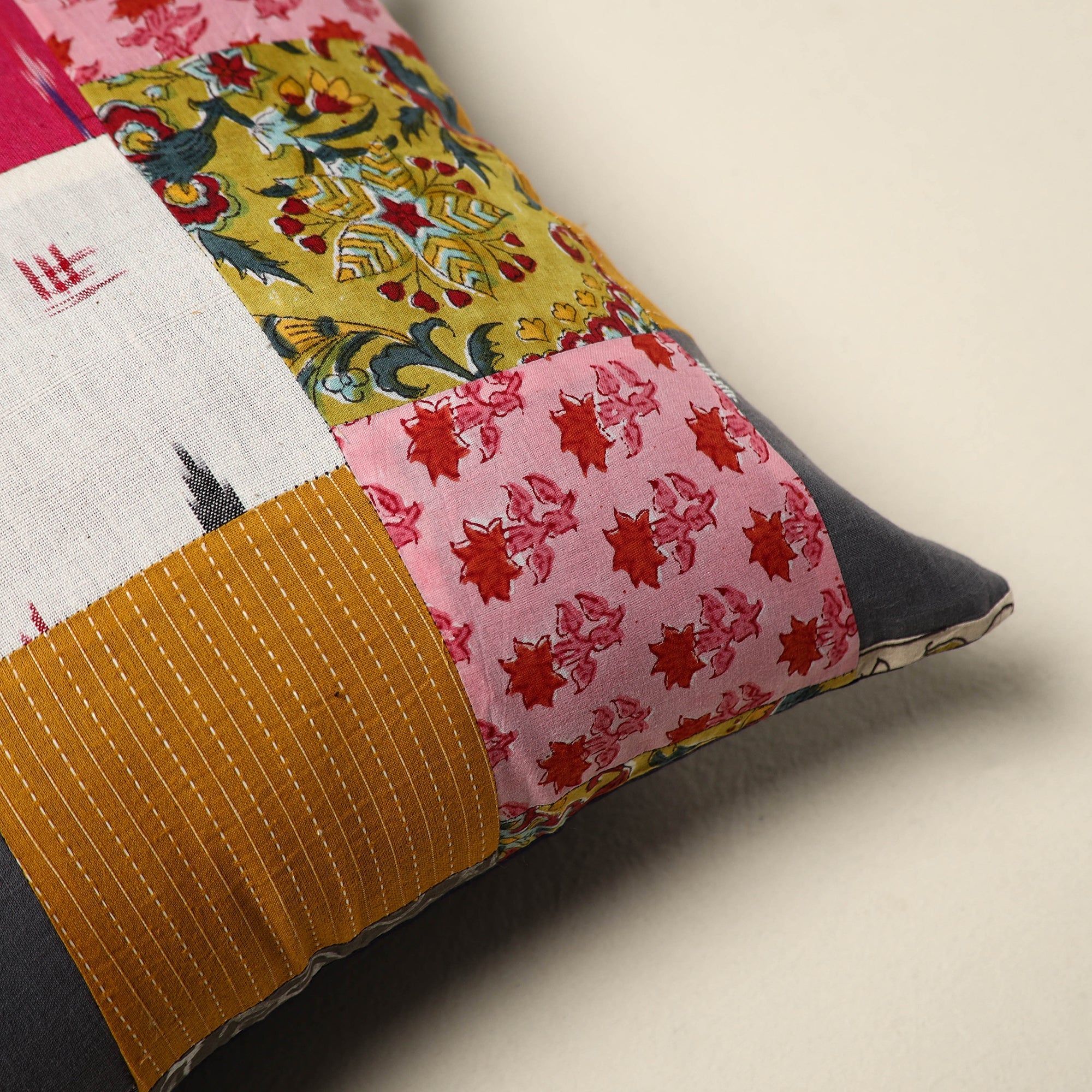 Multicolor - handcrafted cotton patchwork cushion cover 131