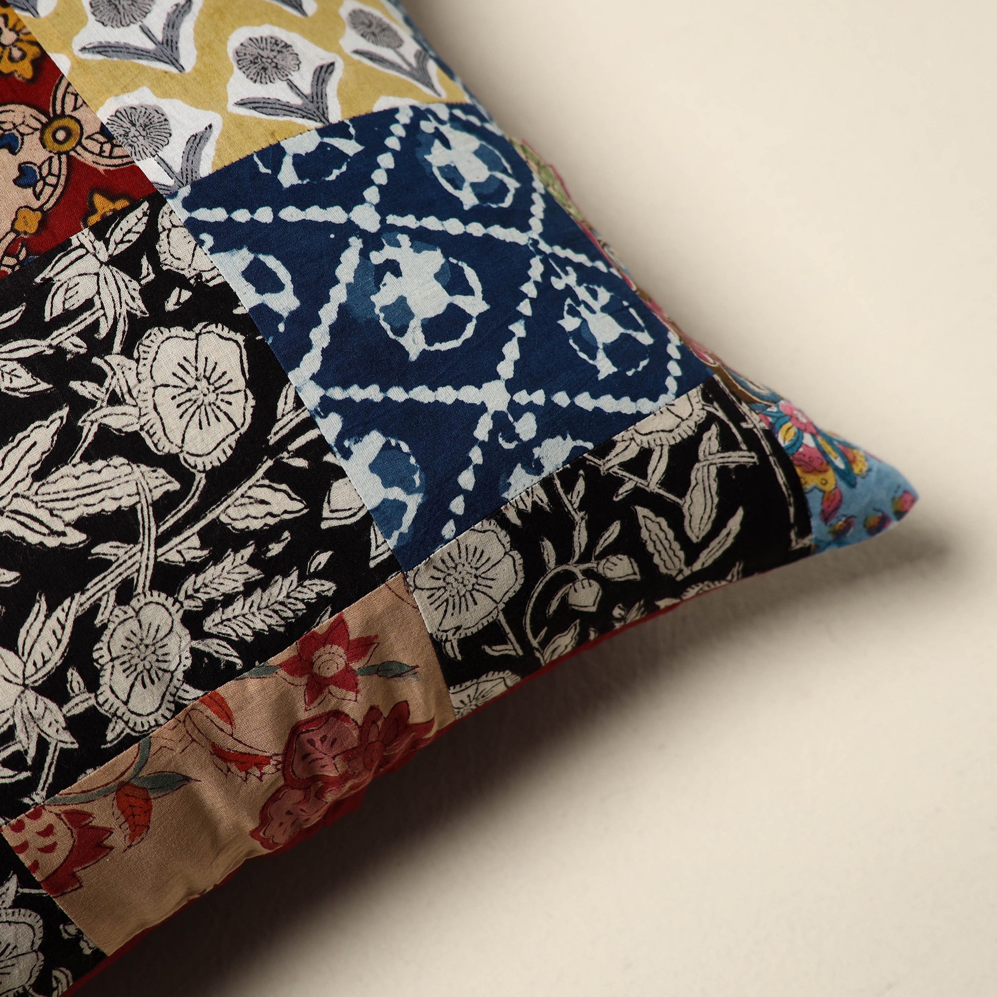 Multicolor Handcrafted Cotton Patchwork Cushion Cover