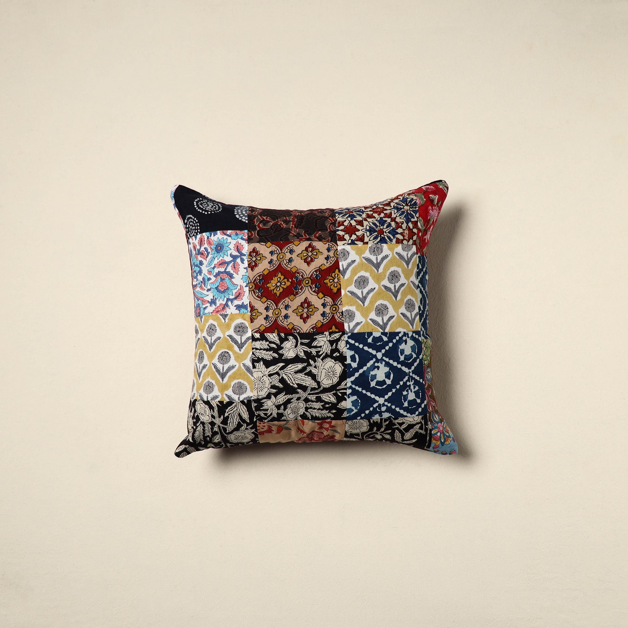 Multicolor Handcrafted Cotton Patchwork Cushion Cover