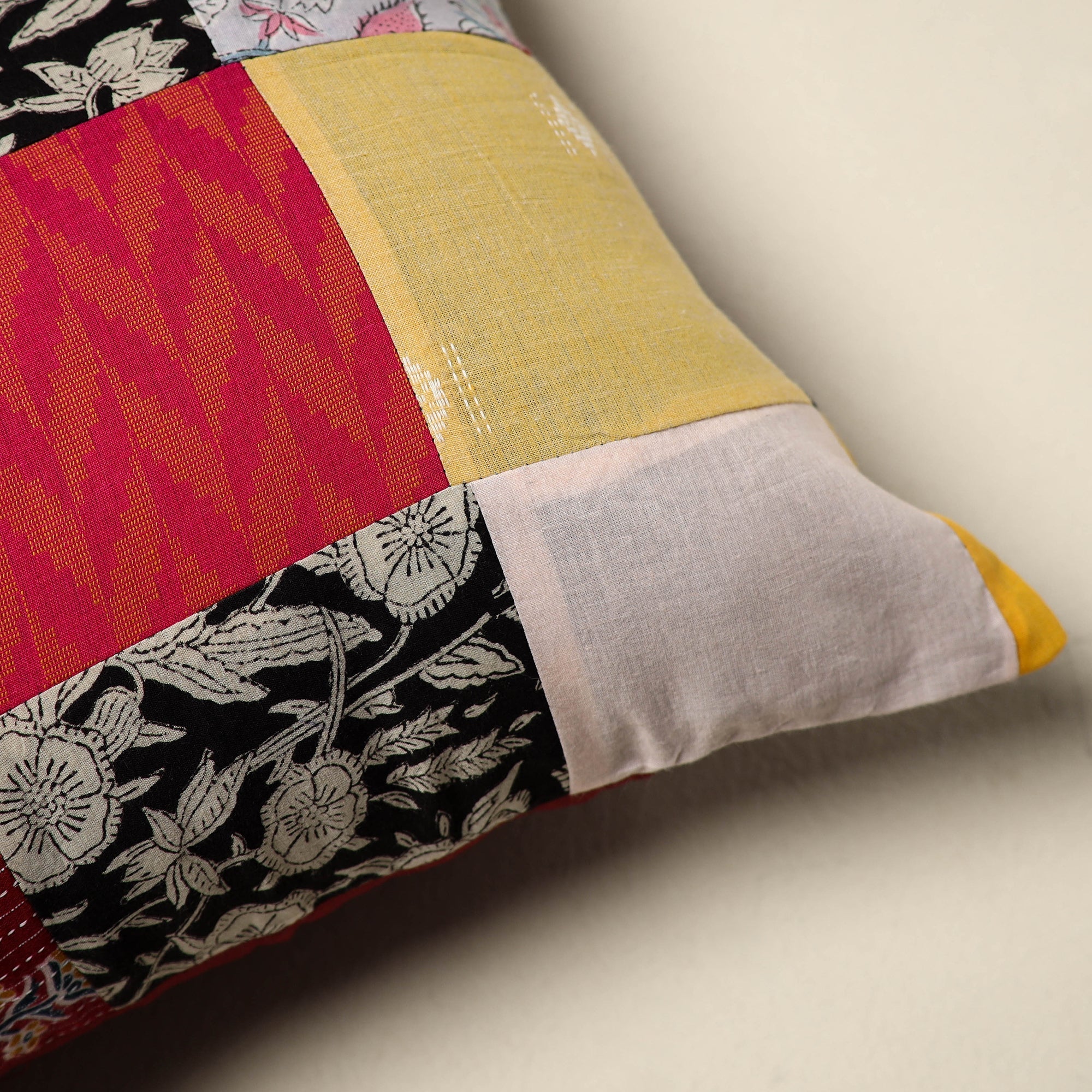 Multicolor Handcrafted Cotton Patchwork Cushion Cover