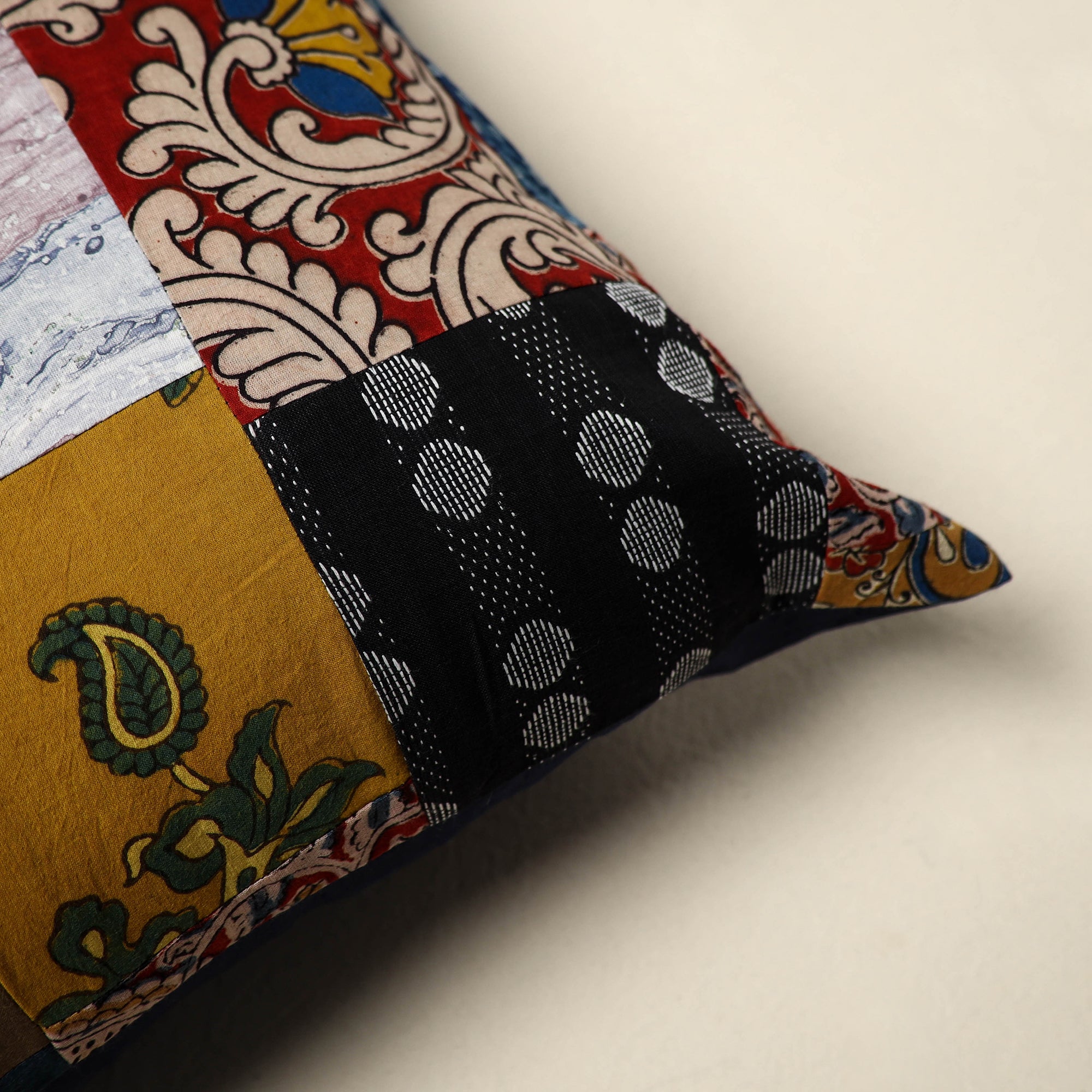 Multicolor Handcrafted Cotton Patchwork Cushion Cover