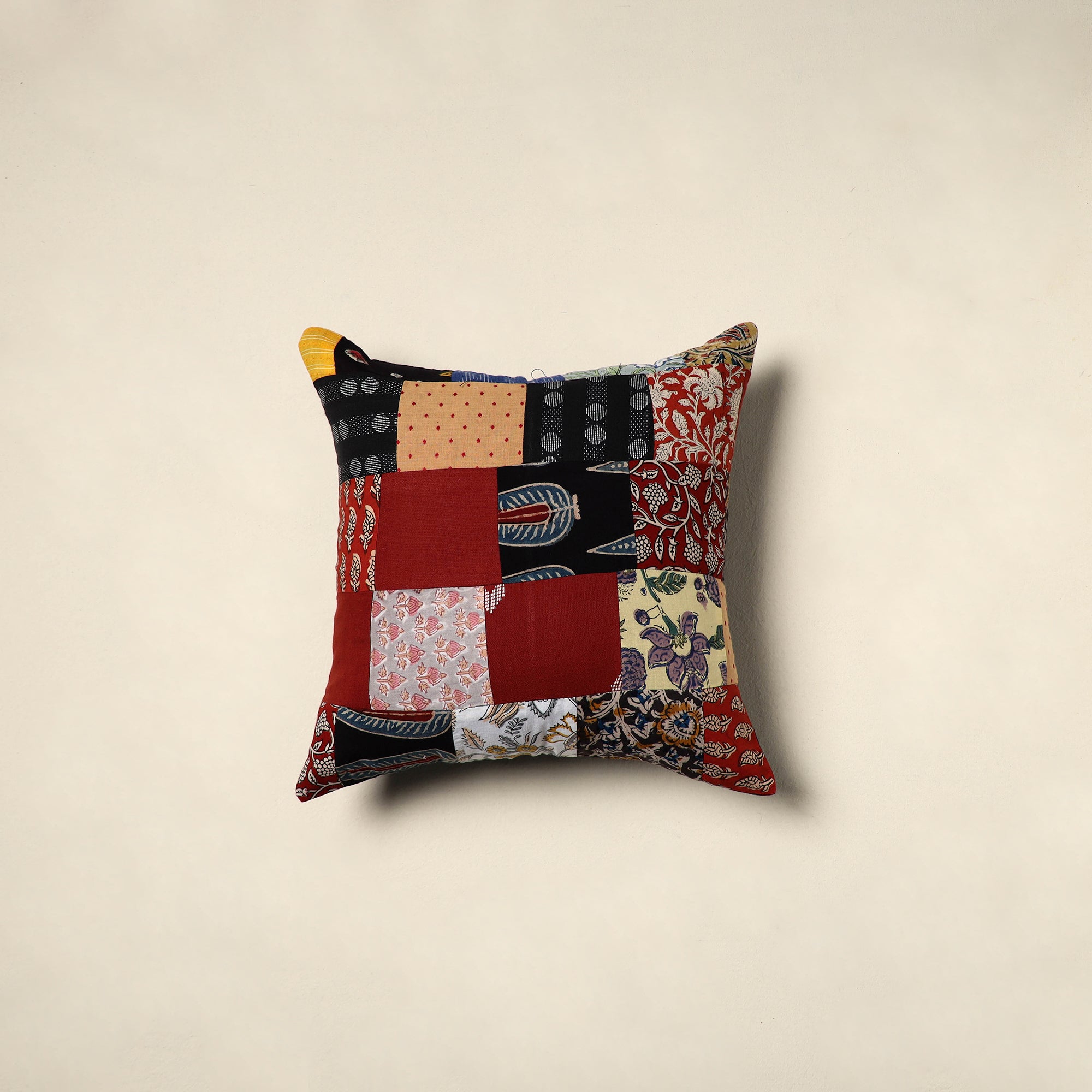 Multicolor - handcrafted cotton patchwork cushion cover 136