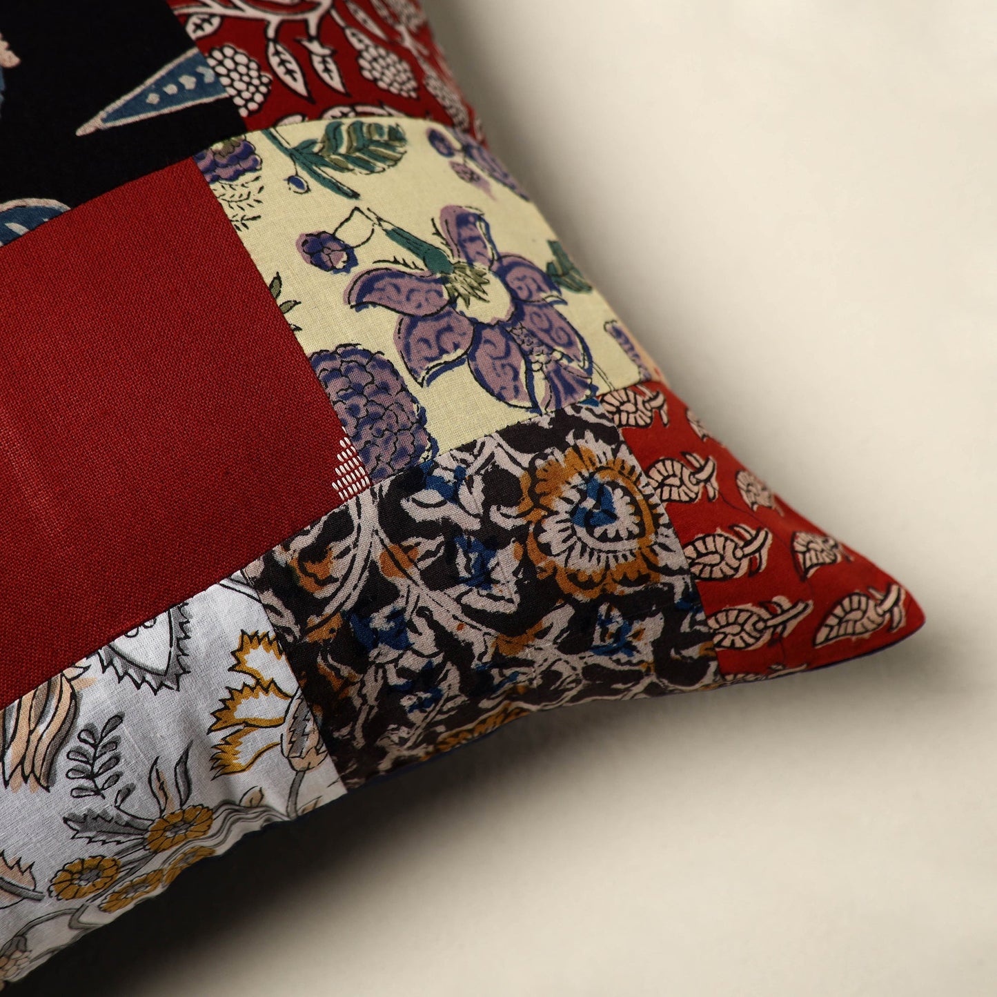 Multicolor - handcrafted cotton patchwork cushion cover 136