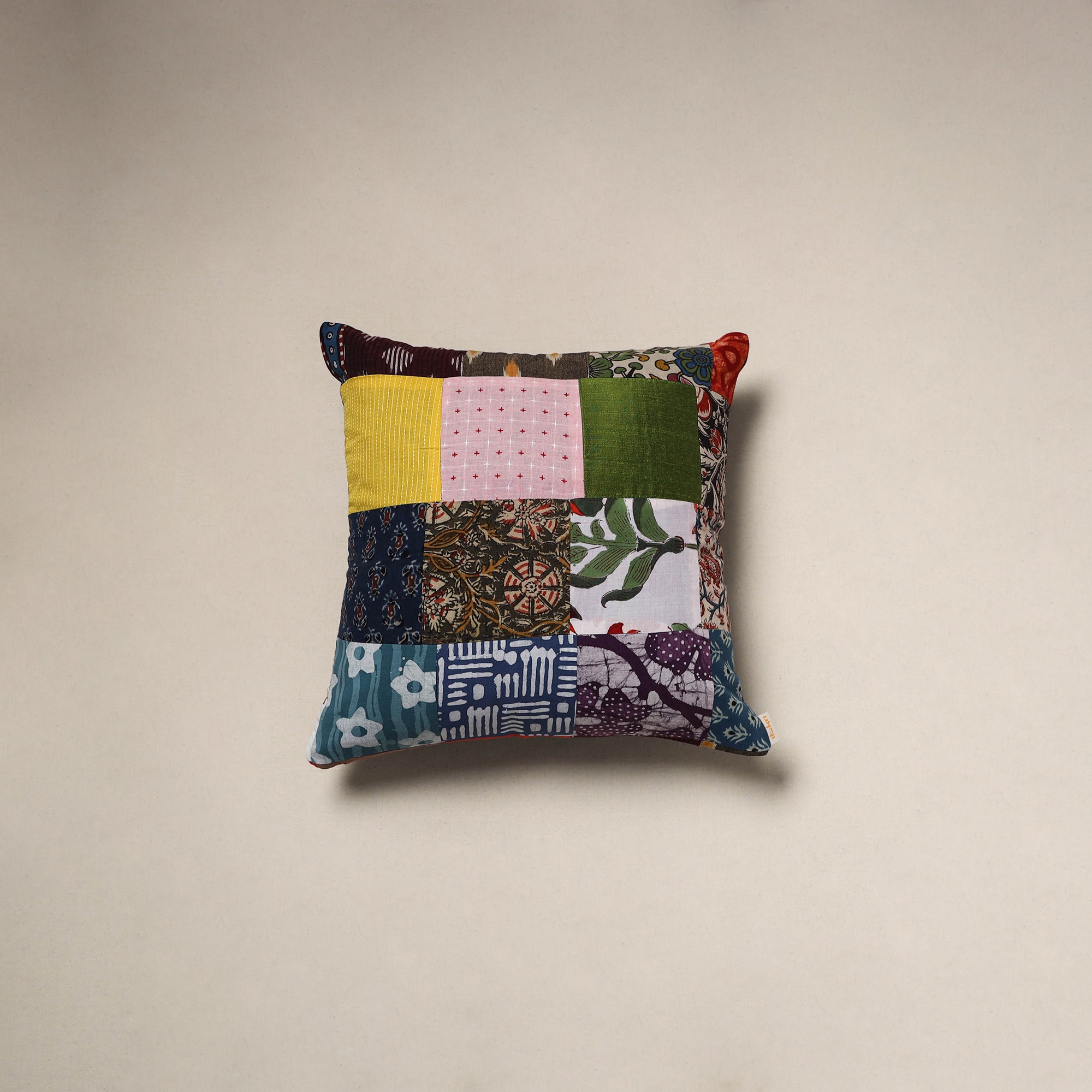 Handcrafted cotton patchwork cushion cover 137