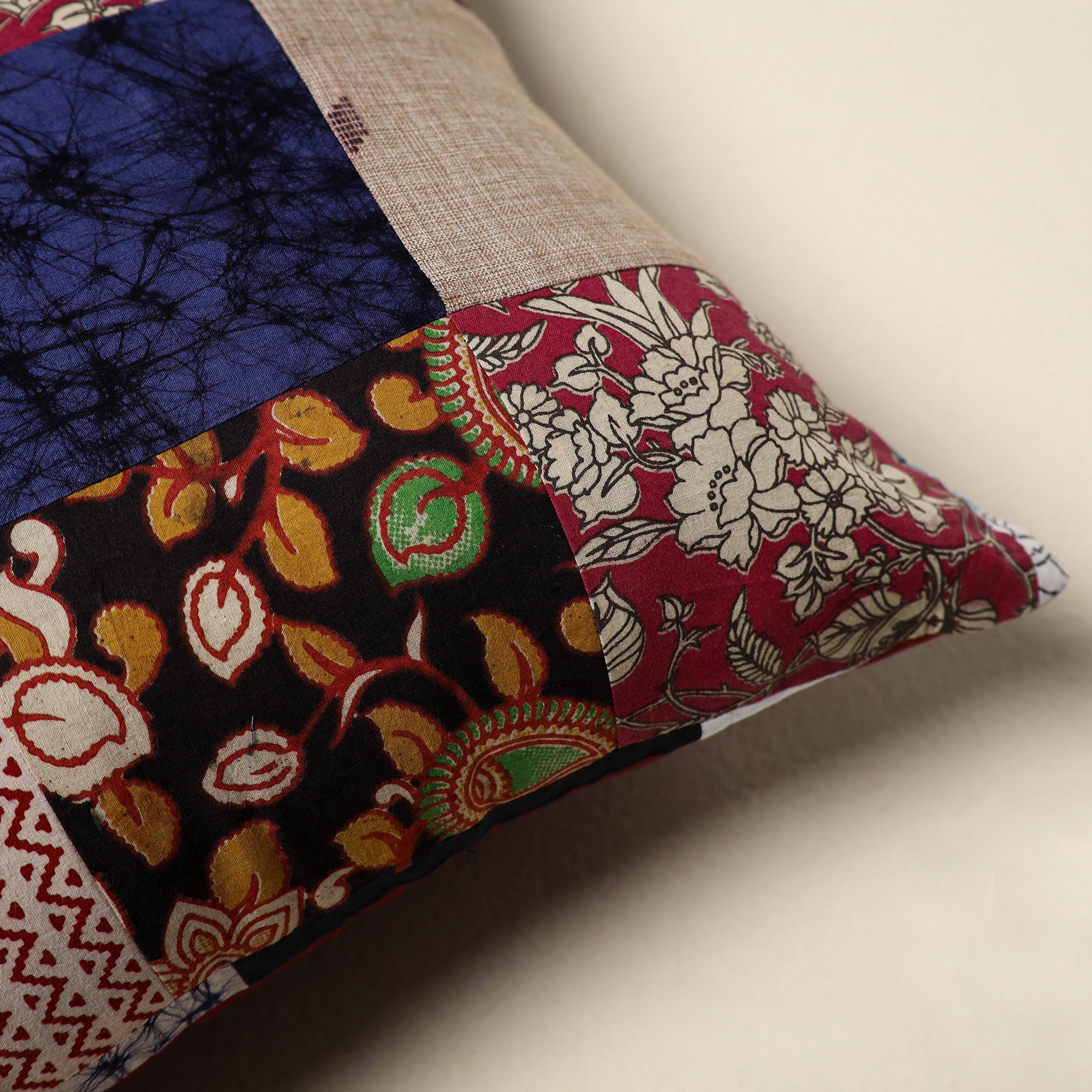 Multicolor - handcrafted cotton patchwork cushion cover 137