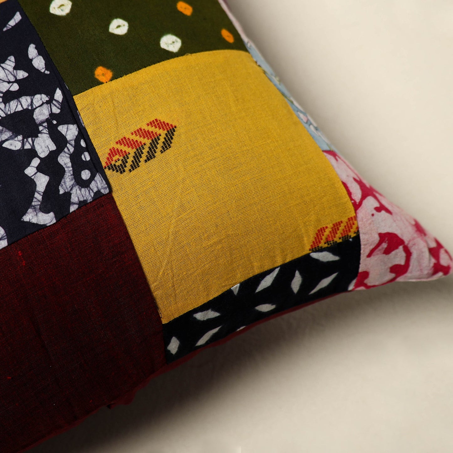 Multicolor - handcrafted cotton patchwork cushion cover 139