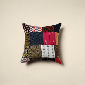 Multicolor Handcrafted Cotton Patchwork Cushion Cover