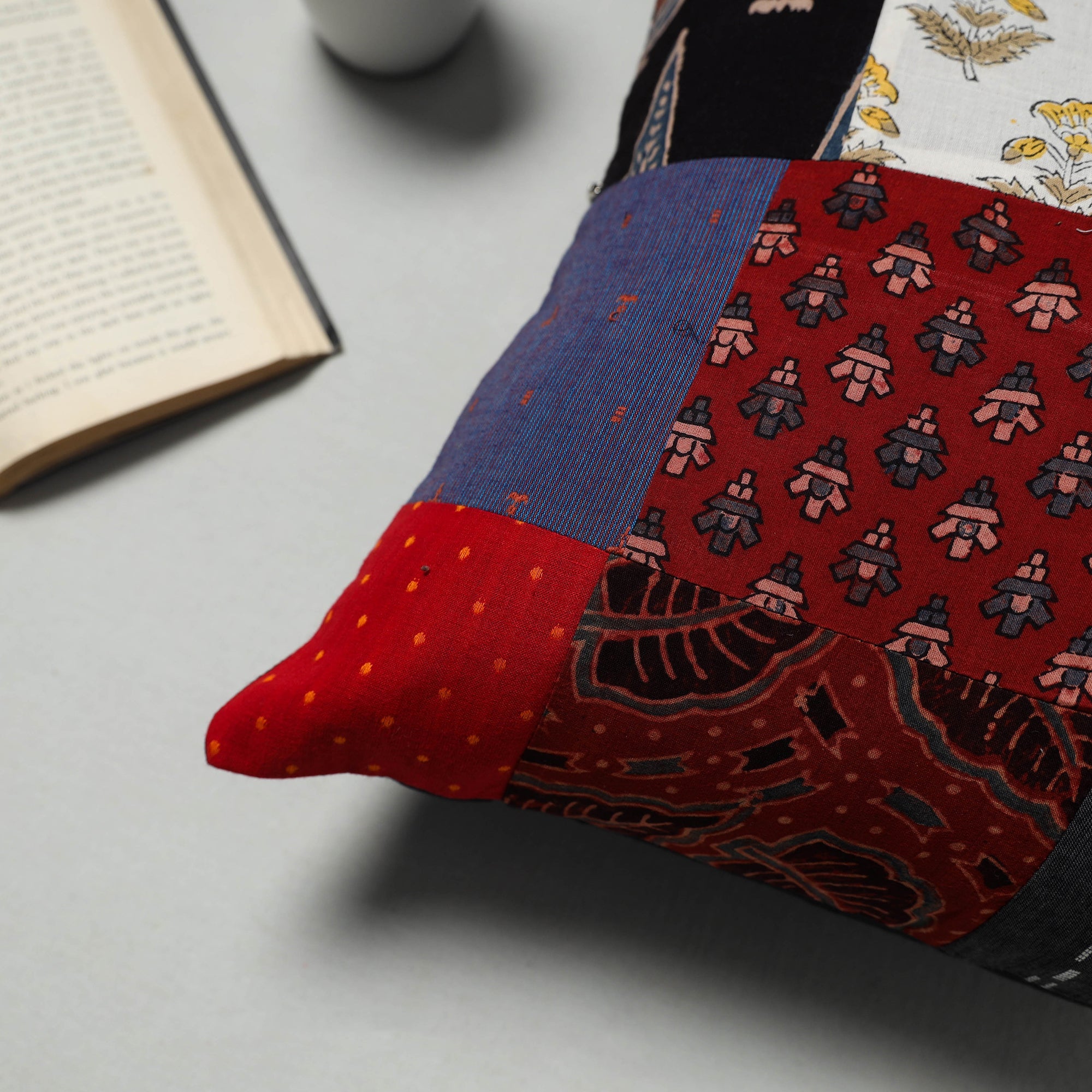 Multicolor - handcrafted cotton patchwork cushion cover 14