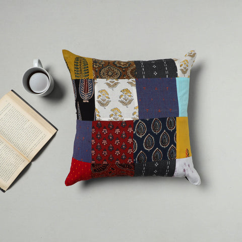 Multicolor - handcrafted cotton patchwork cushion cover 14