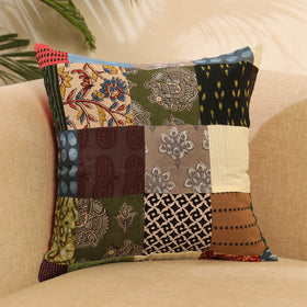 Buy Multicolor Handcrafted Cotton Patchwork Cushion Cover