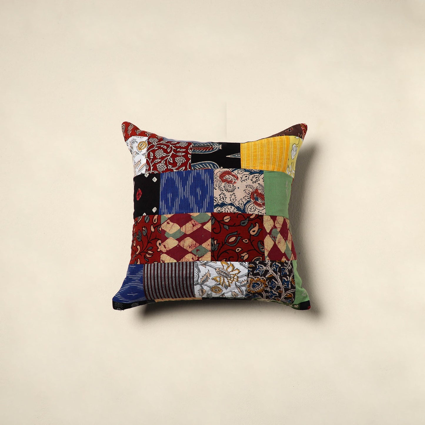 Multicolor - handcrafted cotton patchwork cushion cover 140