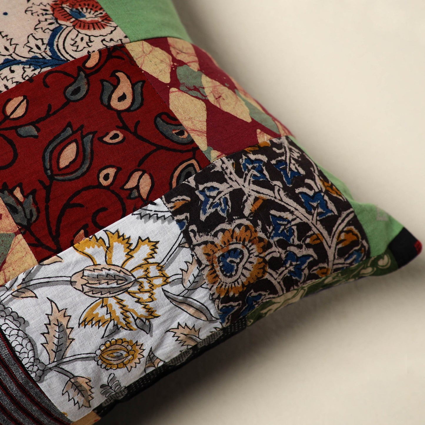 Multicolor - handcrafted cotton patchwork cushion cover 140