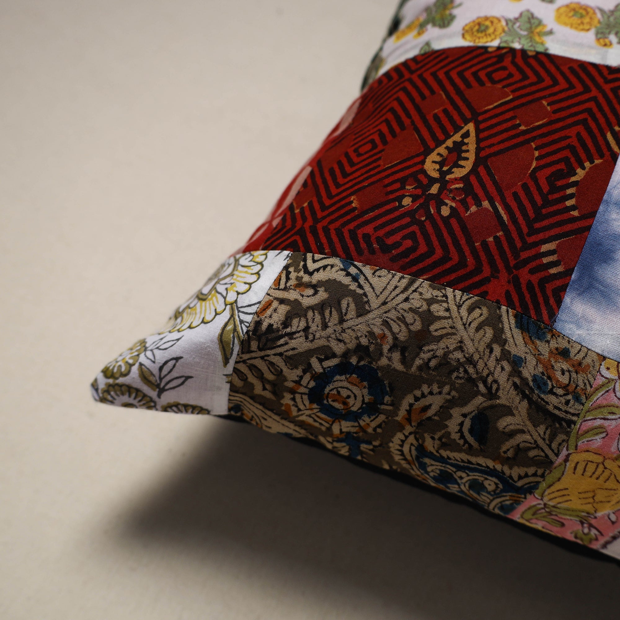 Handcrafted cotton patchwork cushion cover 141