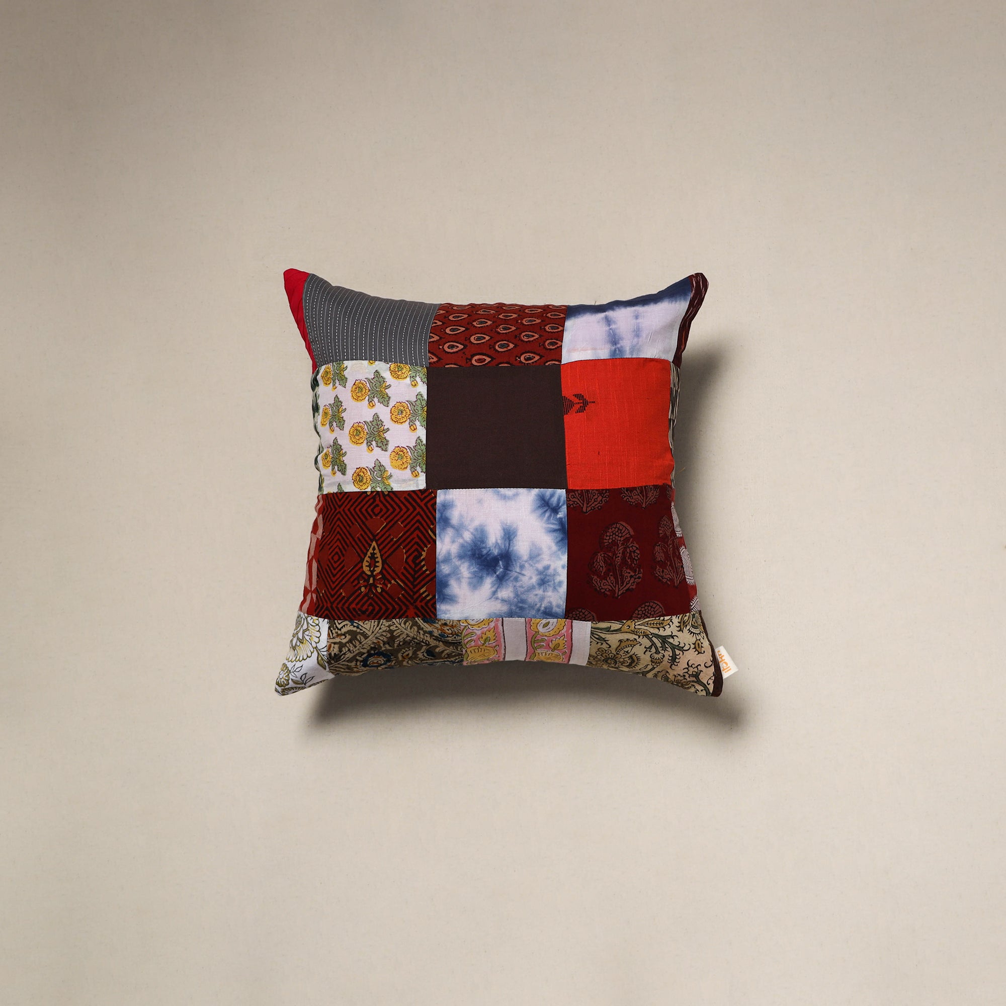 Handcrafted cotton patchwork cushion cover 141