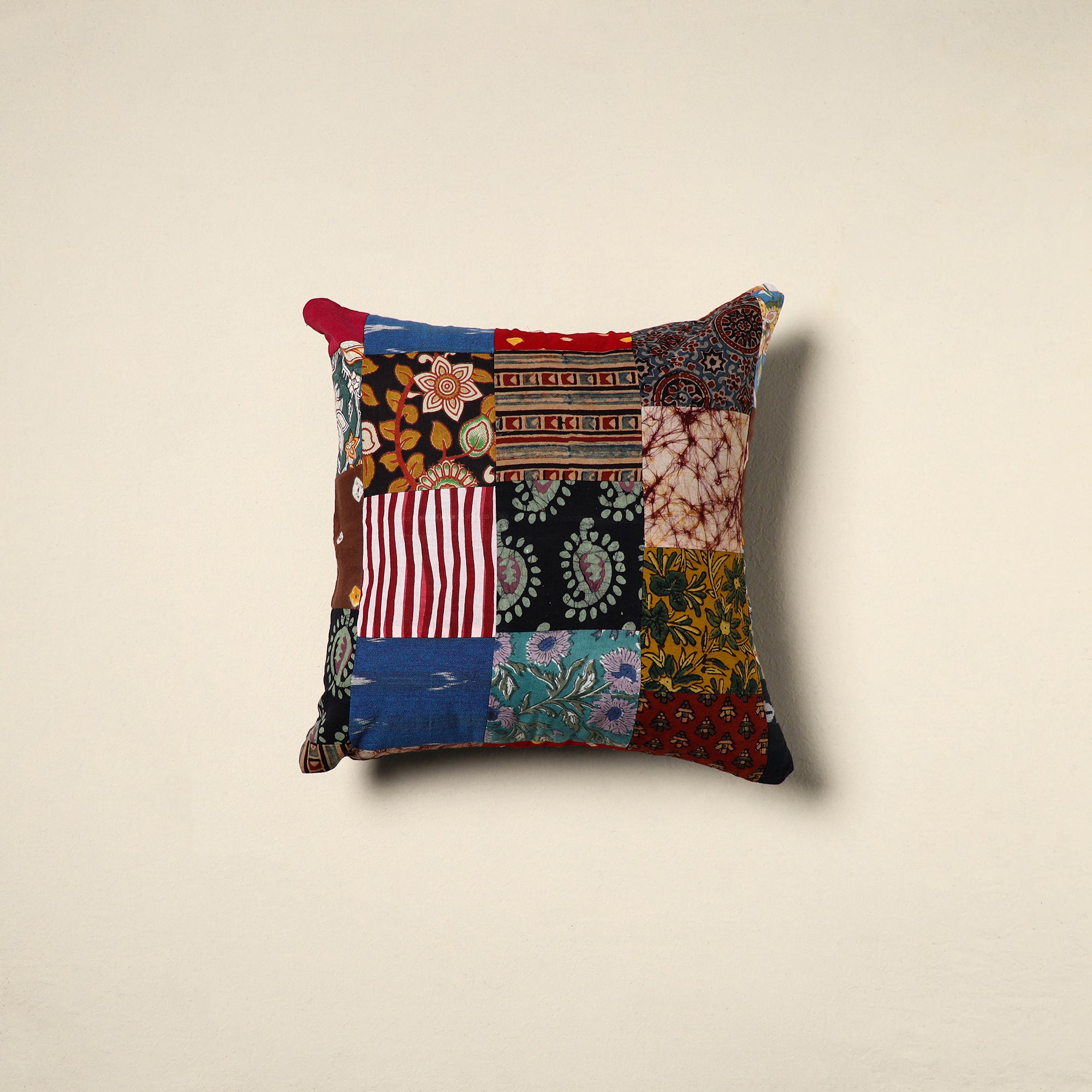 Multicolor Handcrafted Cotton Patchwork Cushion Cover