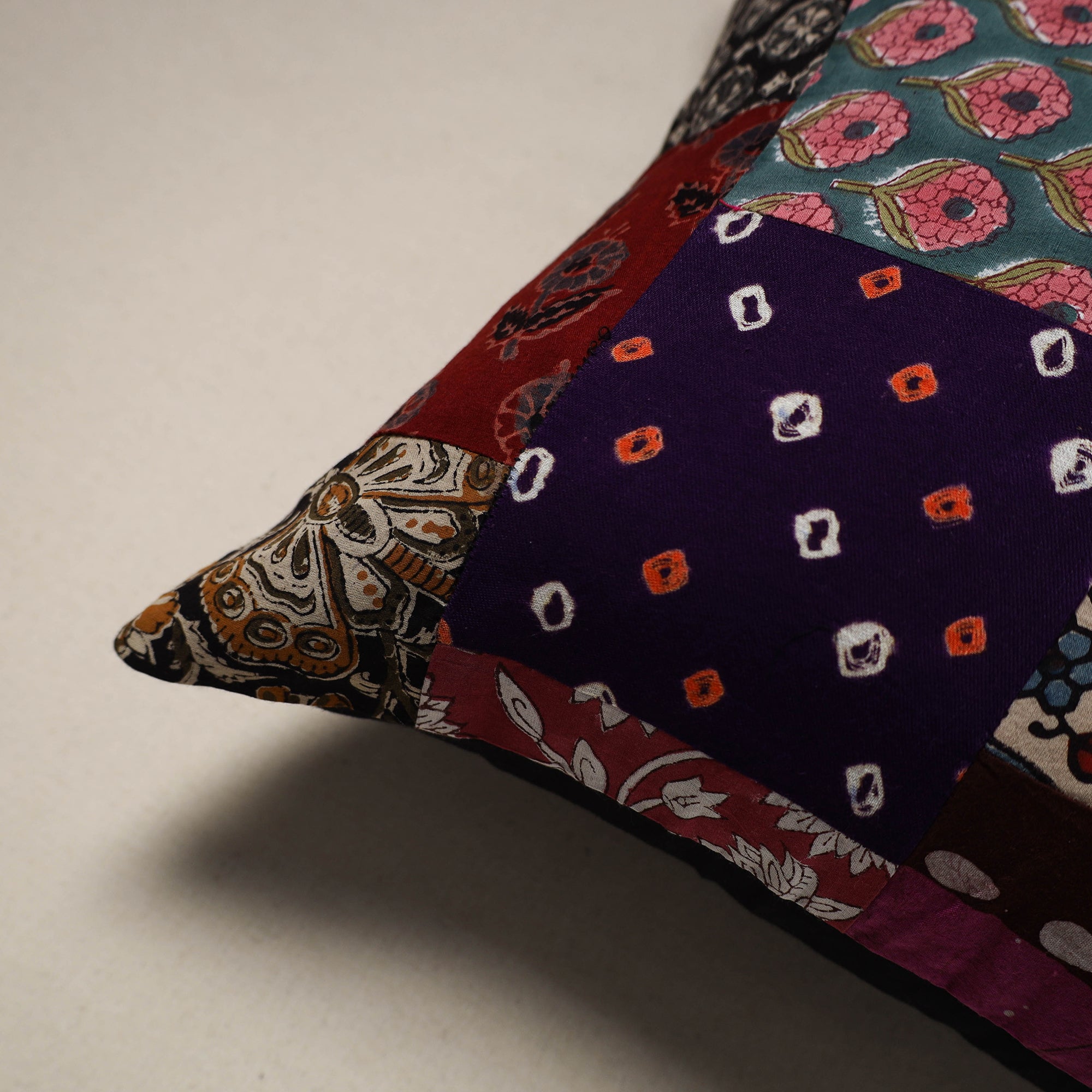 Handcrafted cotton patchwork cushion cover 143