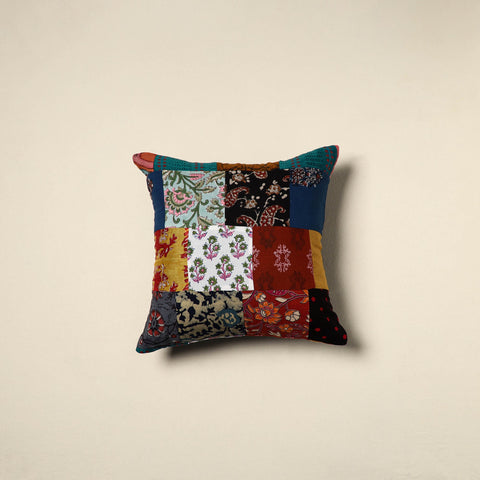 Multicolor Handcrafted Cotton Patchwork Cushion Cover