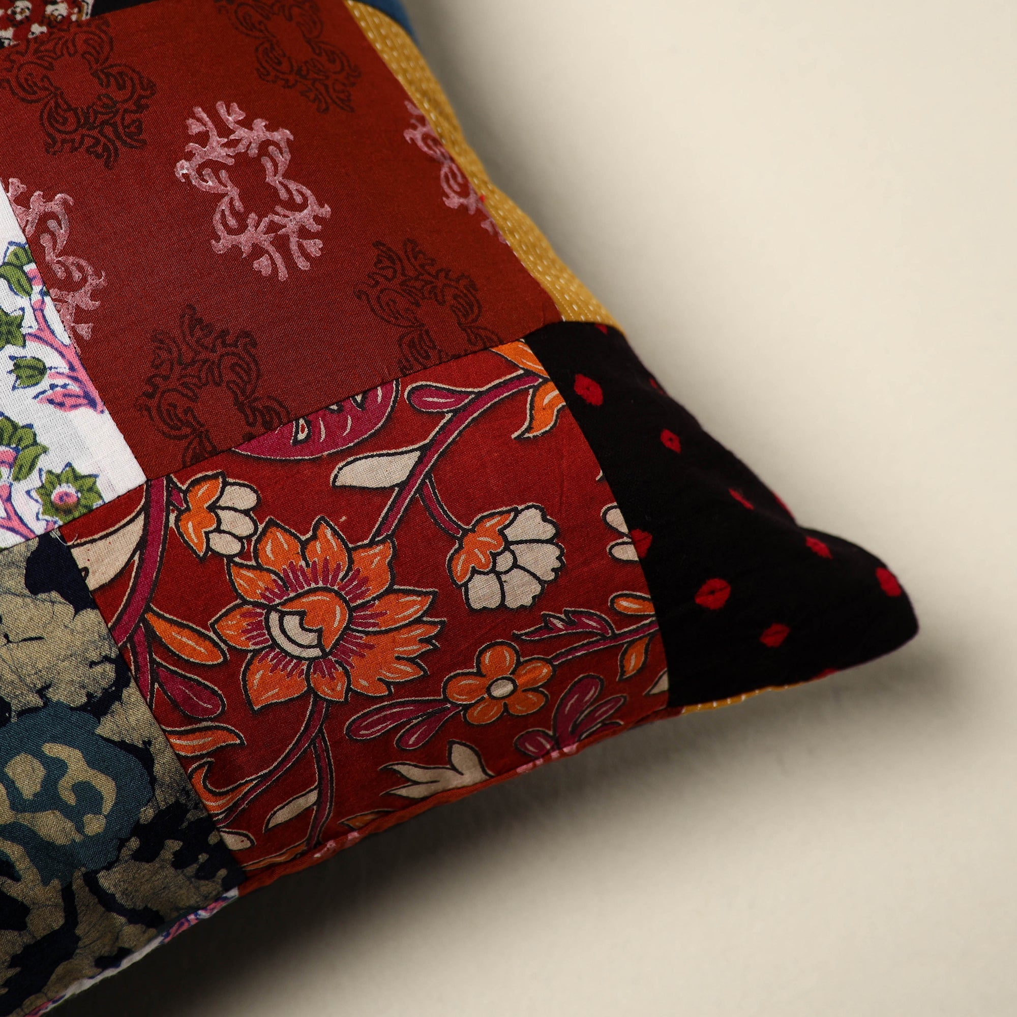 Multicolor Handcrafted Cotton Patchwork Cushion Cover