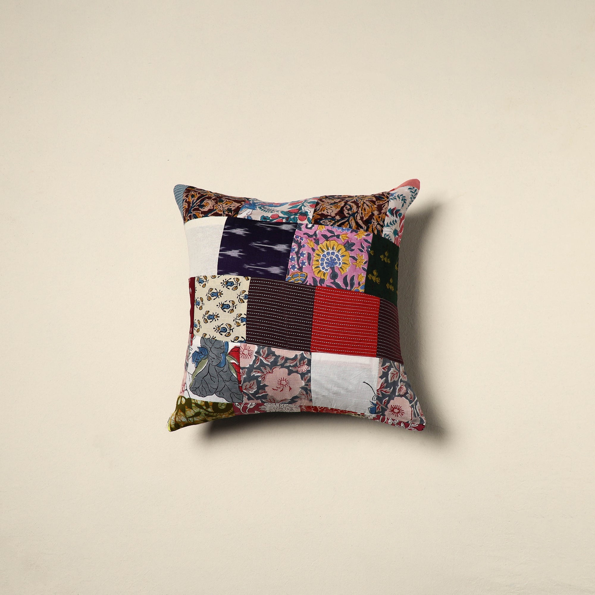 Multicolor - handcrafted cotton patchwork cushion cover 145