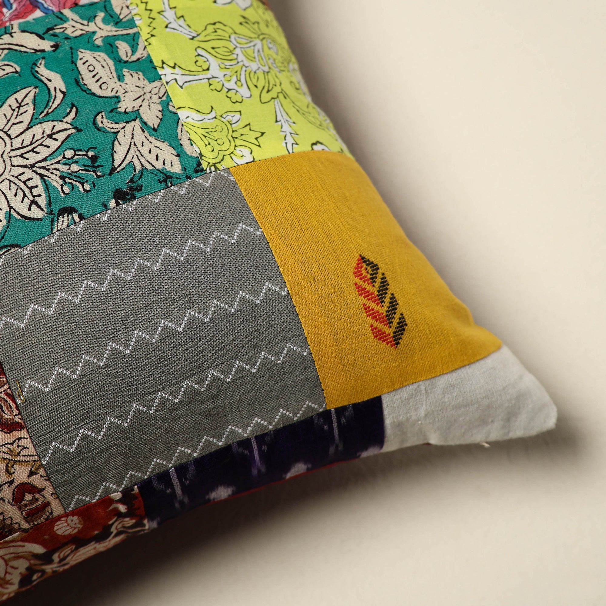 Multicolor Handcrafted Cotton Patchwork Cushion Cover