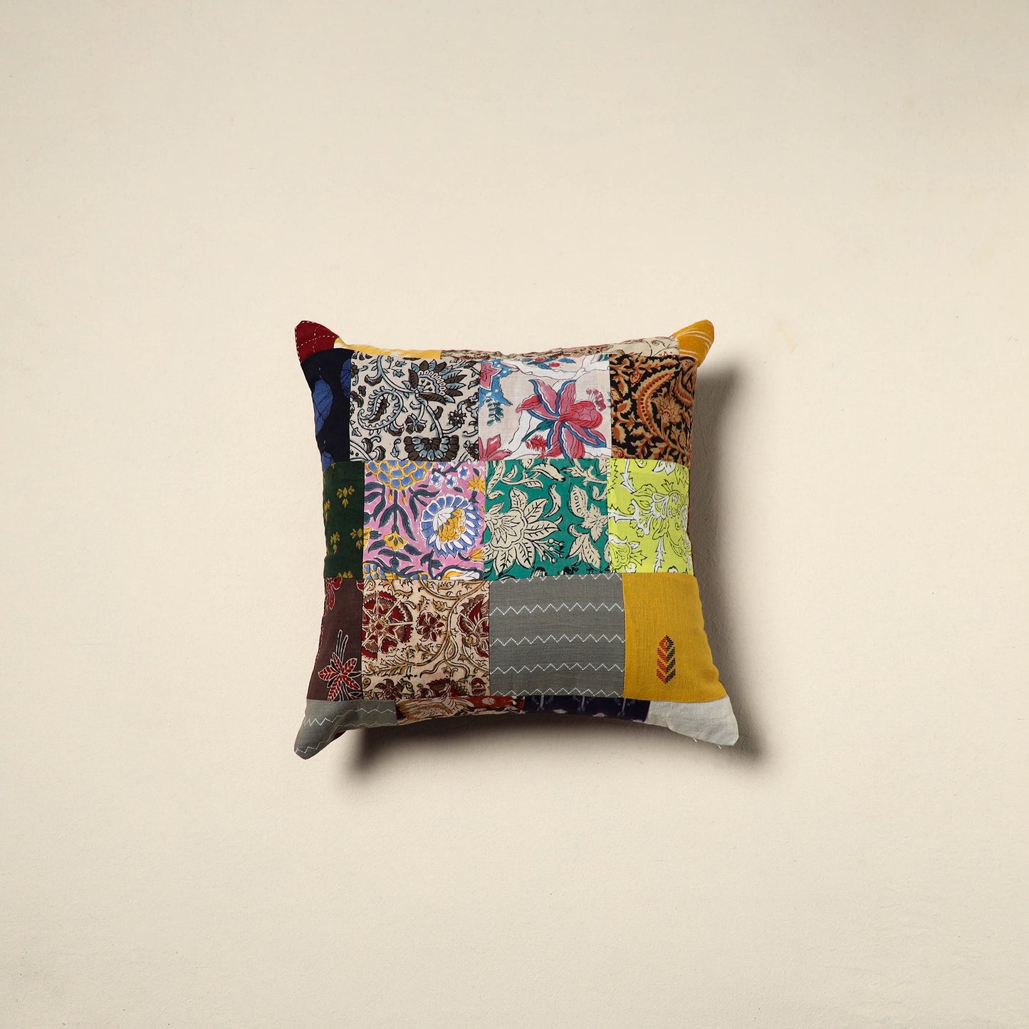 Multicolor Handcrafted Cotton Patchwork Cushion Cover