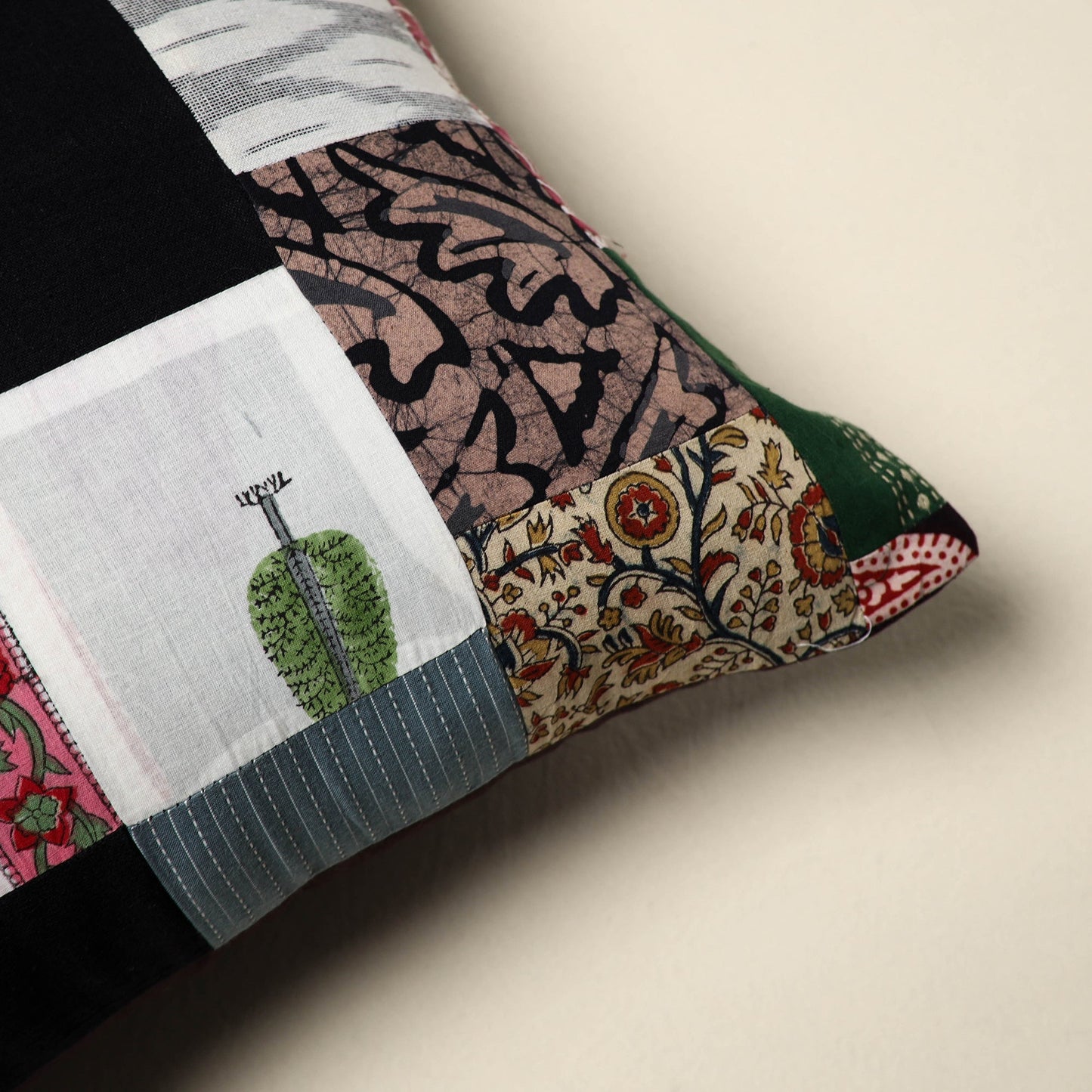 Multicolor Handcrafted Cotton Patchwork Cushion Cover