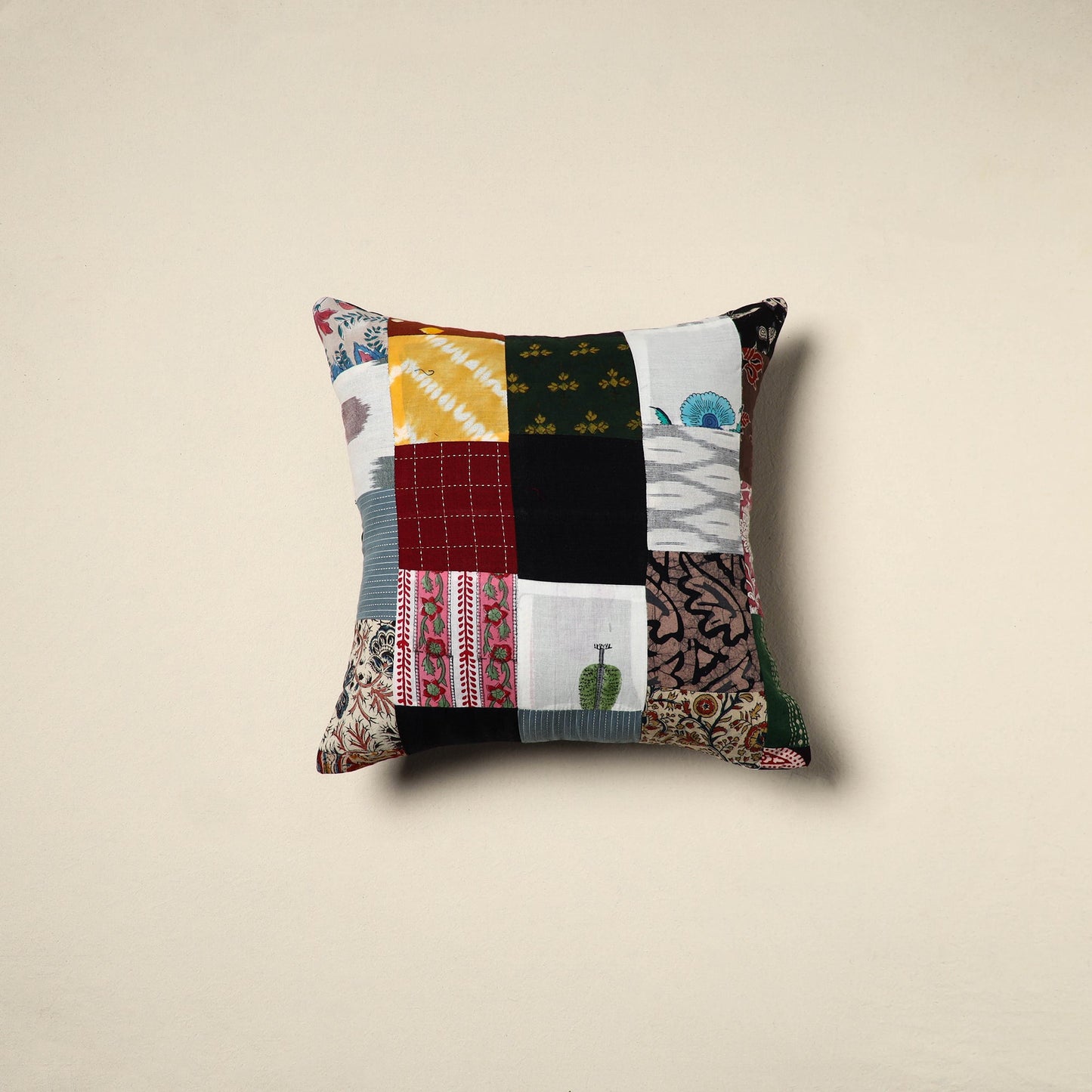 Multicolor Handcrafted Cotton Patchwork Cushion Cover