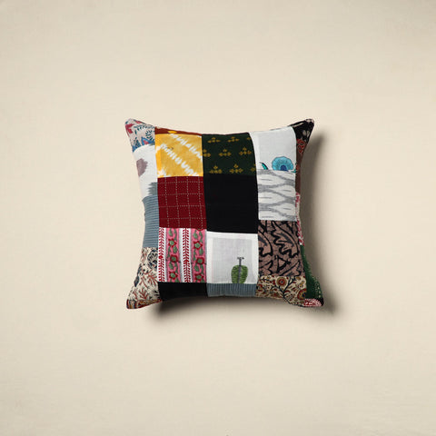 Multicolor Handcrafted Cotton Patchwork Cushion Cover