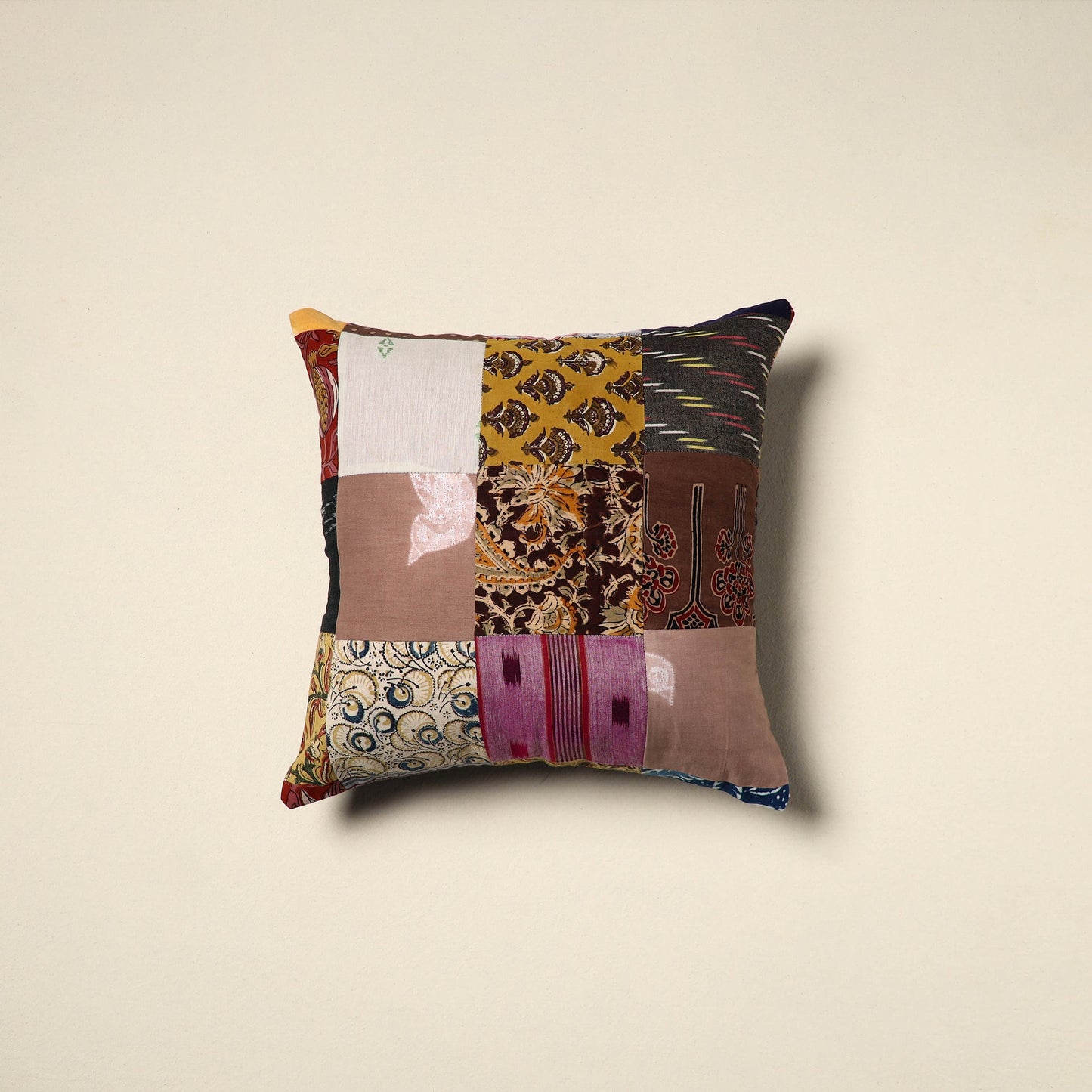 Multicolor Handcrafted Cotton Patchwork Cushion Cover