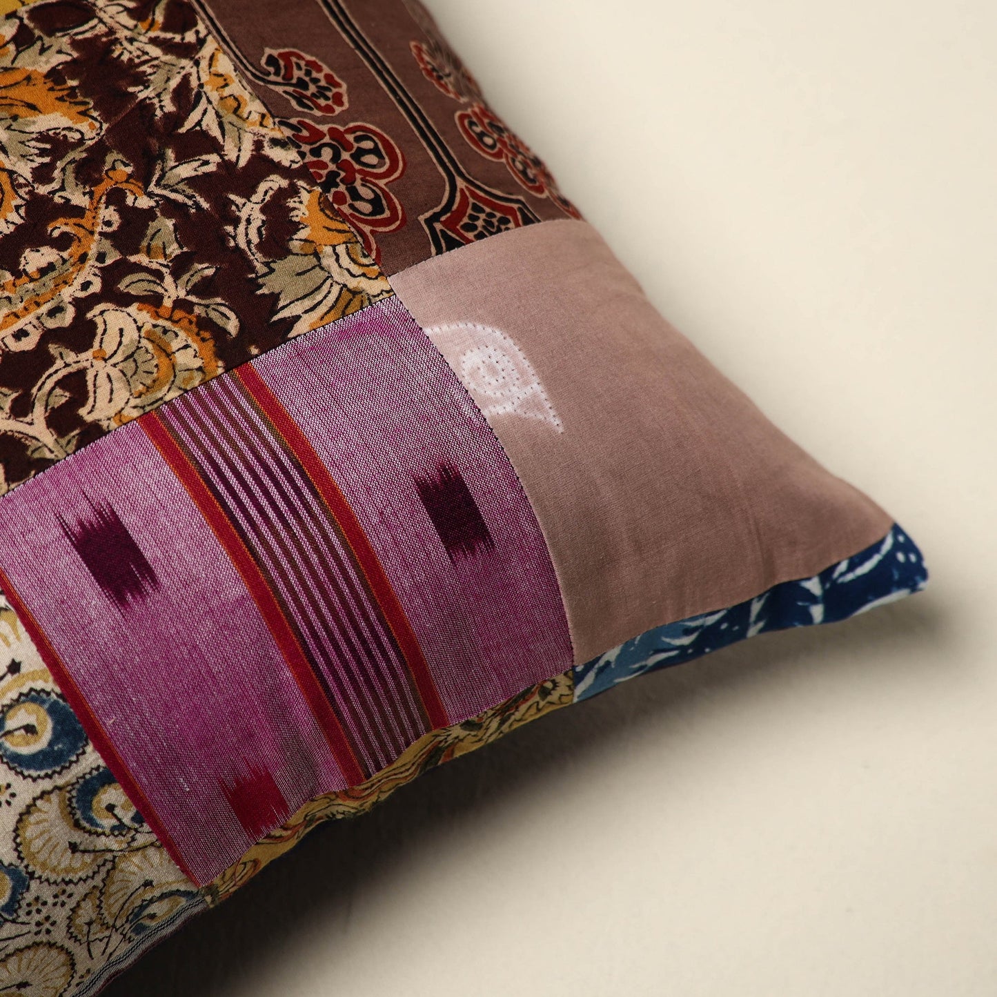 Multicolor Handcrafted Cotton Patchwork Cushion Cover