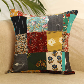 Buy Multicolor Handcrafted Cotton Patchwork Cushion Cover