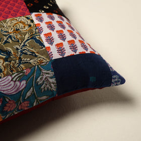 Multicolor Handcrafted Cotton Patchwork Cushion Cover