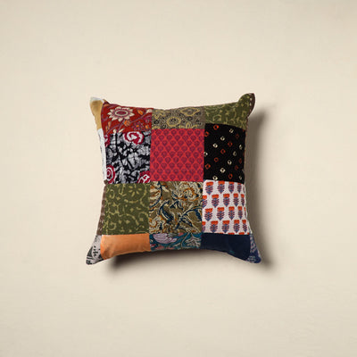 Multicolor Handcrafted Cotton Patchwork Cushion Cover