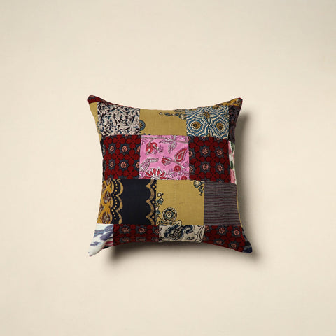 Multicolor Handcrafted Cotton Patchwork Cushion Cover