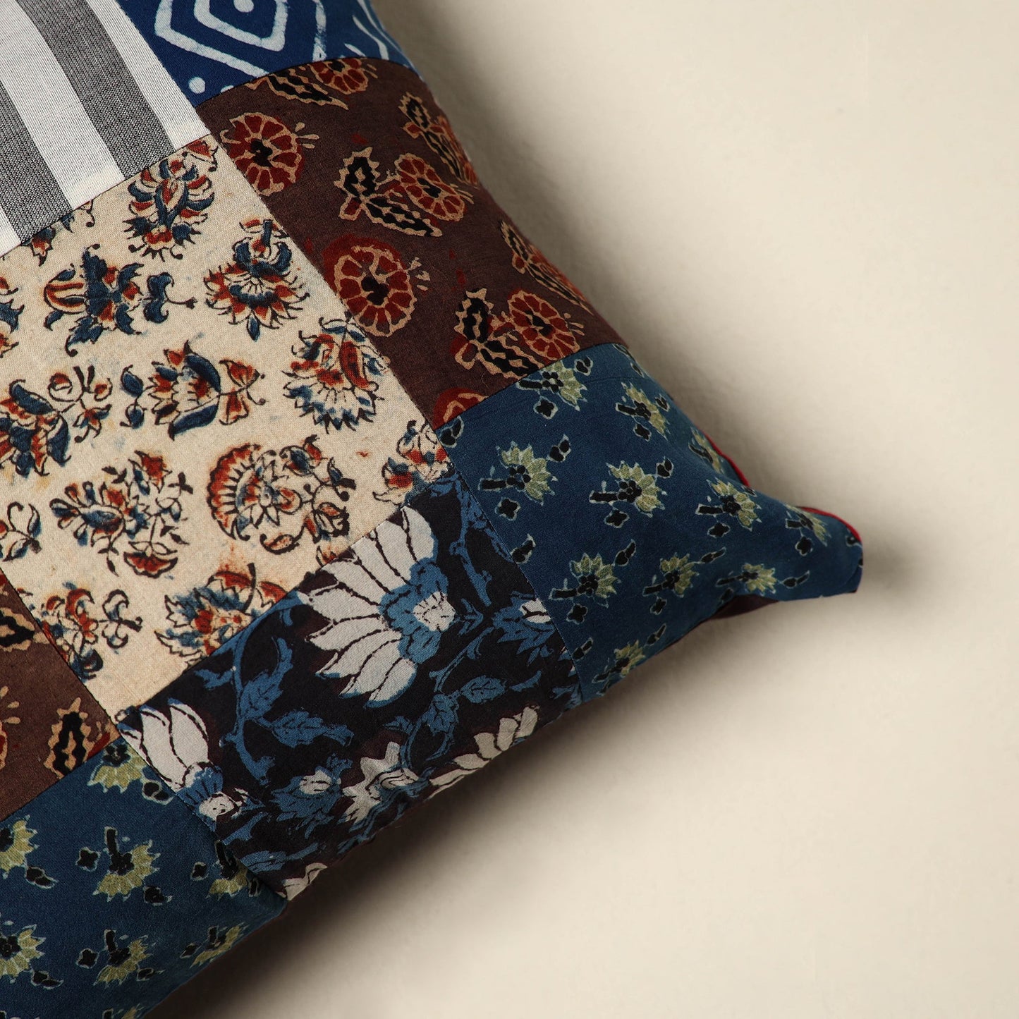 Multicolor - handcrafted cotton patchwork cushion cover 153