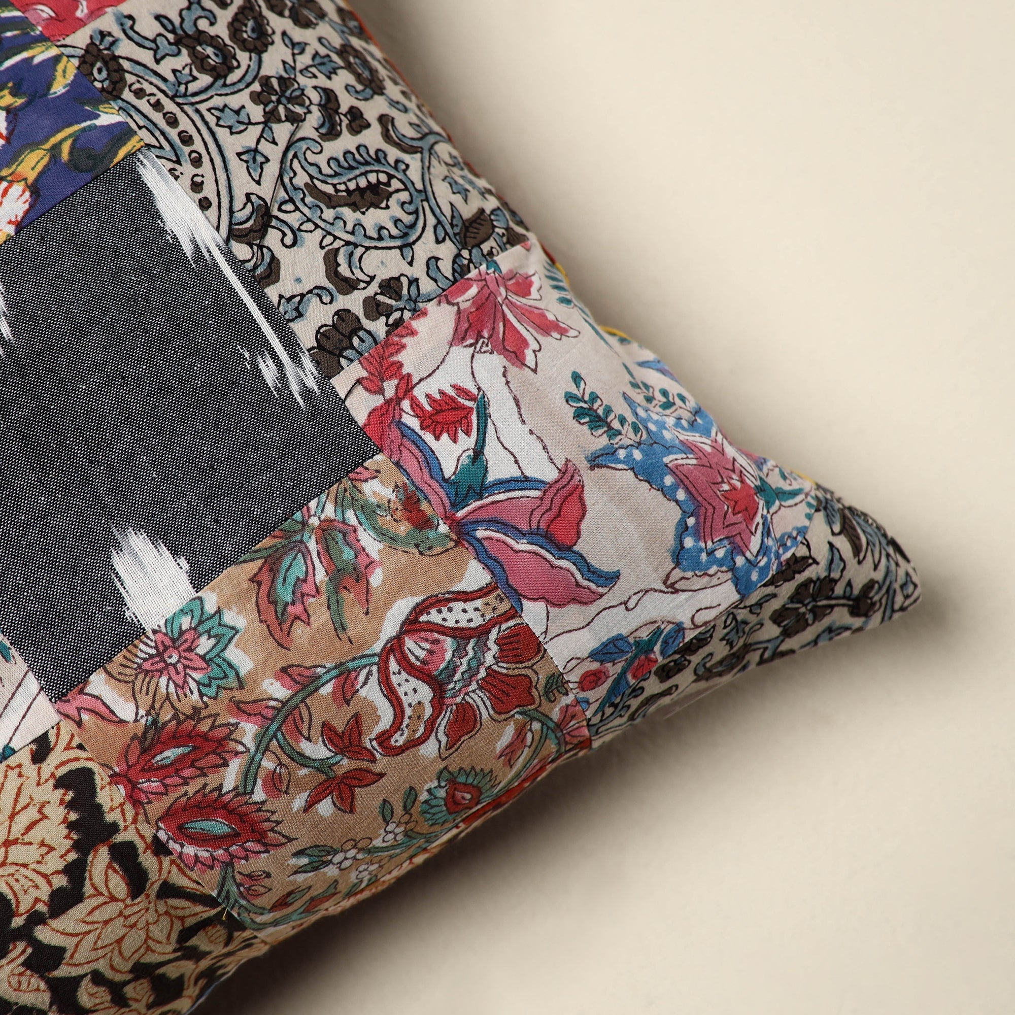 Multicolor Handcrafted Cotton Patchwork Cushion Cover