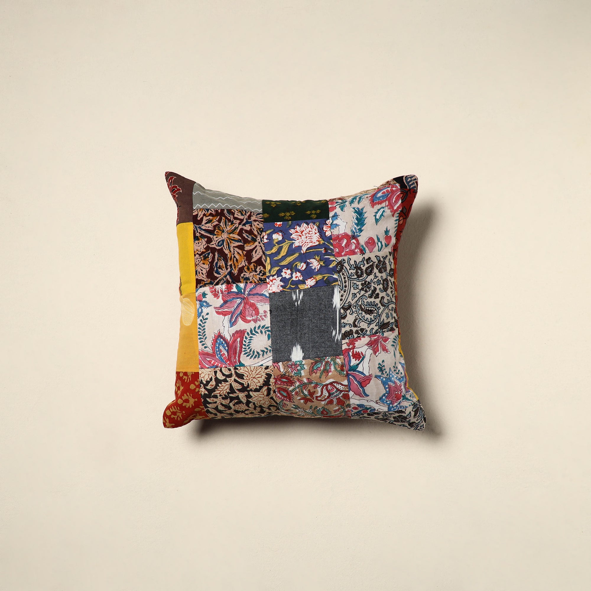 Multicolor Handcrafted Cotton Patchwork Cushion Cover