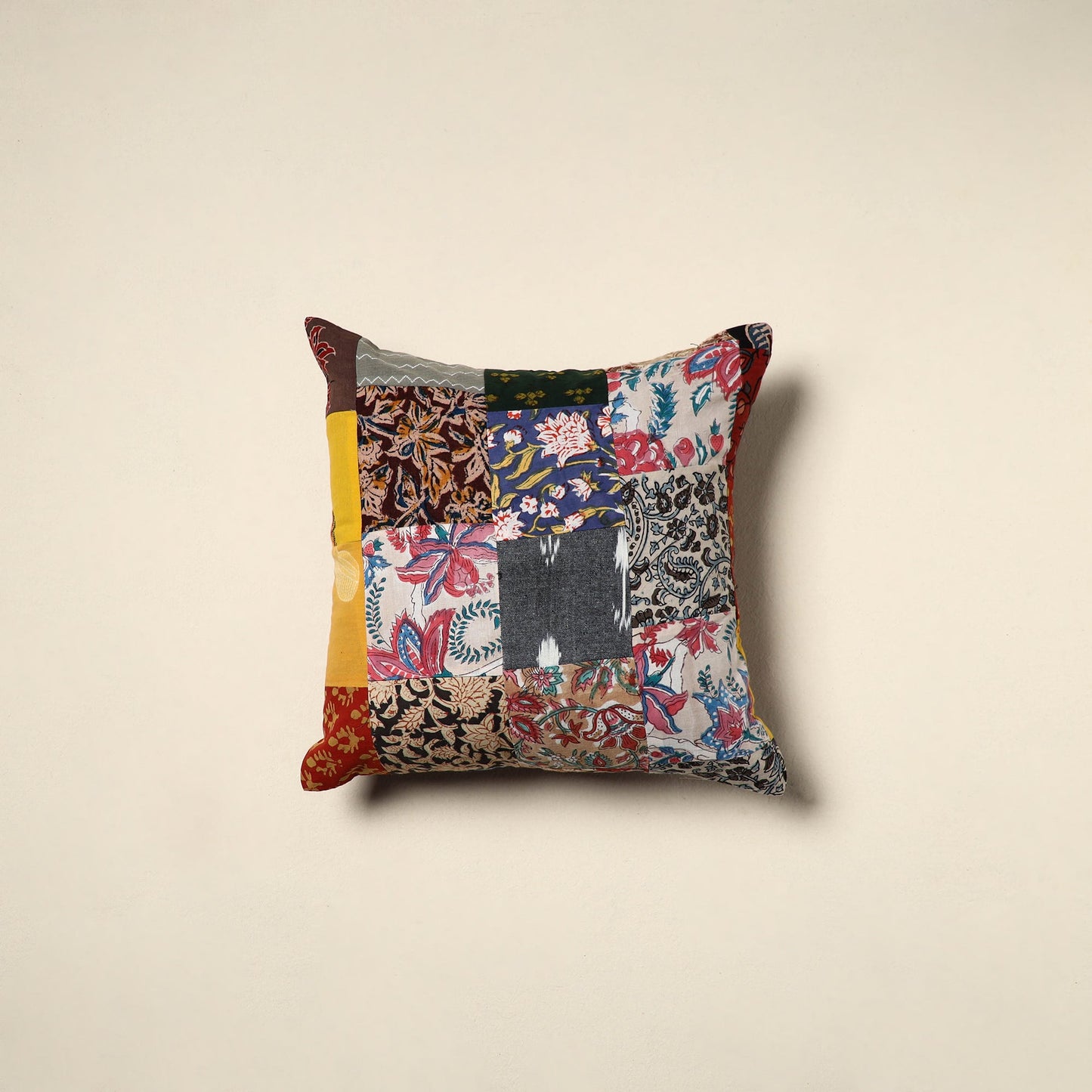 Multicolor Handcrafted Cotton Patchwork Cushion Cover