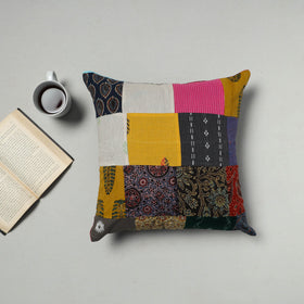 Multicolor - handcrafted cotton patchwork cushion cover 16